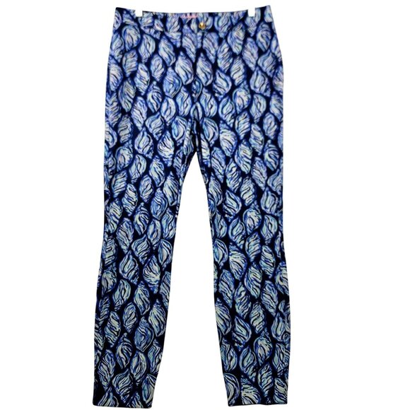 Lilly Pulitzer Kelani Stretch Pants High Tide Navy Blue/White Sz 10 Modal Blend - Picture 2 of 10